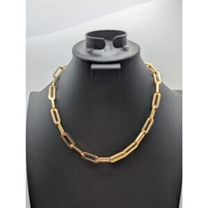 16"-18.5" Victoria Emerson 14K Plated Gold Tone Paperclip Chain Link Necklace